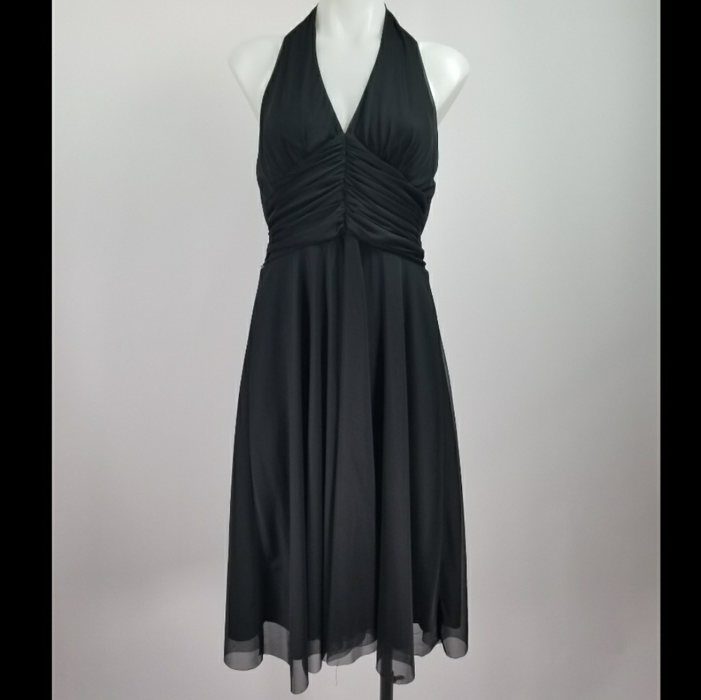 Black Marilyn Monroe Ruched Halter Dress 6